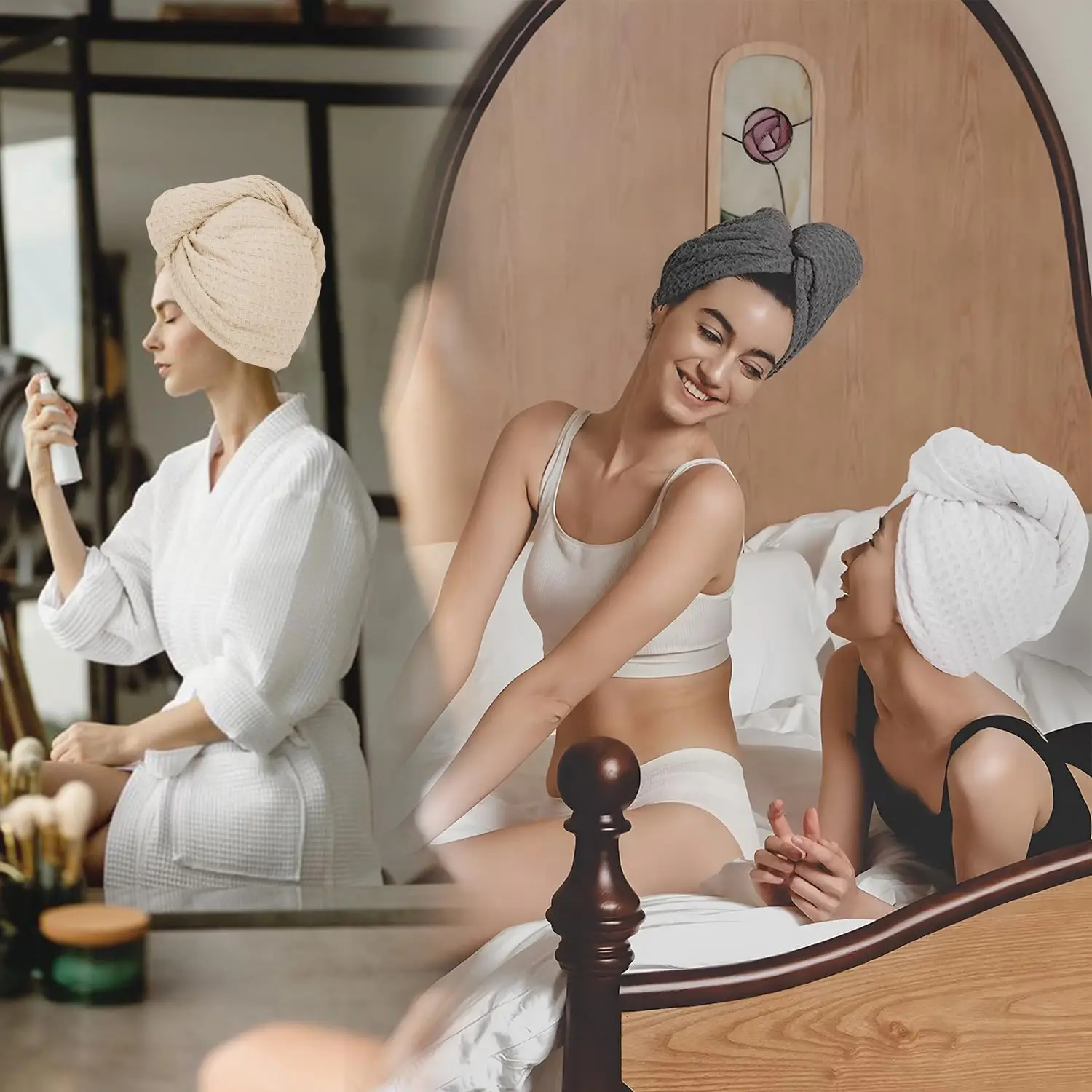 Super absorbent drying hair waffle towel microfiber serviette pour cheveux salon turban hair dry wrap towel