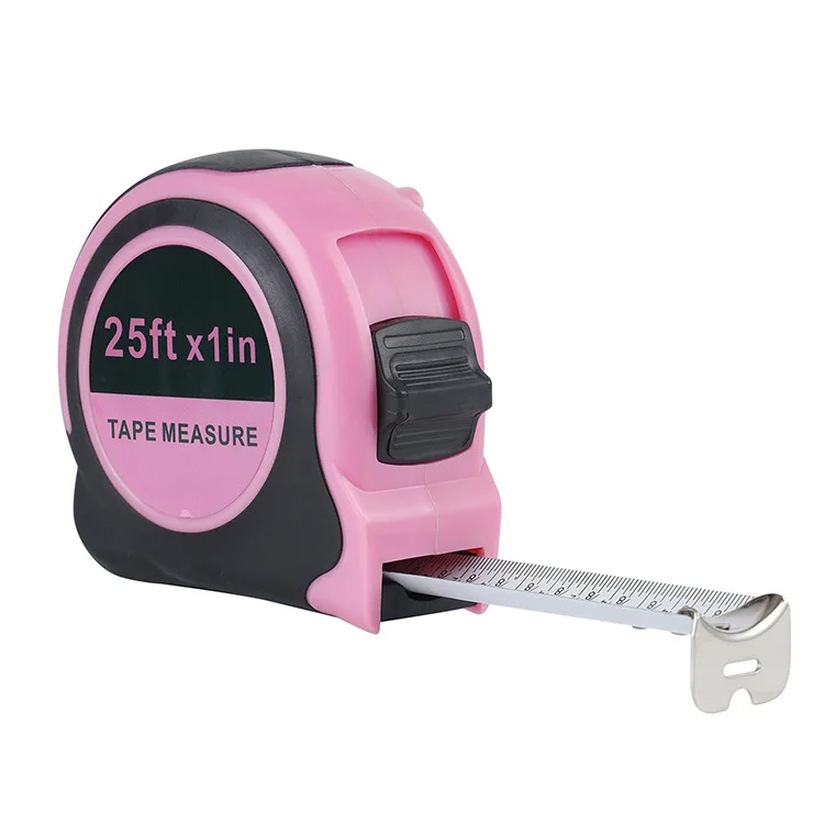 1 Pack 25ft x 1in with 1/8 Fractions Pink Easy Read  Tape Measure For Accurate Measurement
