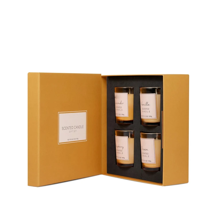 
Custom luxury Design Gift Party aromatherapy candle set of 4pices Glass Jar Soy Wax Scented 