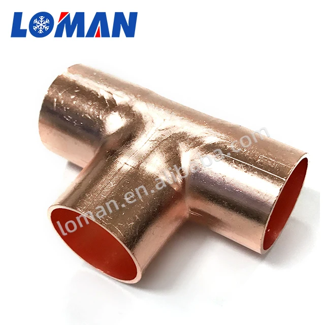 LOMAN Refrigeration copper pipe fittings Tee connection 3 way copper elbow press connector 45 Elbow plumb Copper Fitting