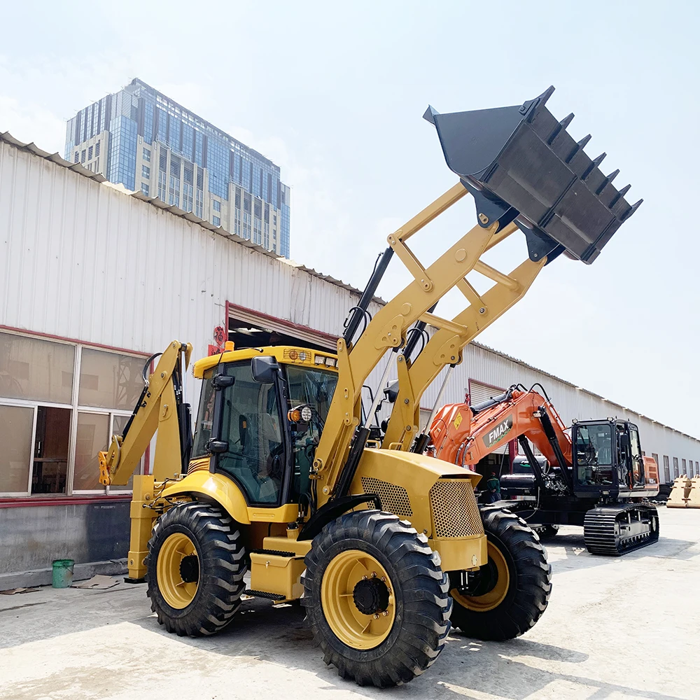 China Tiejia 4 Wheel Drive Compact Tractor Loader Backhoe 4x4 for Construction