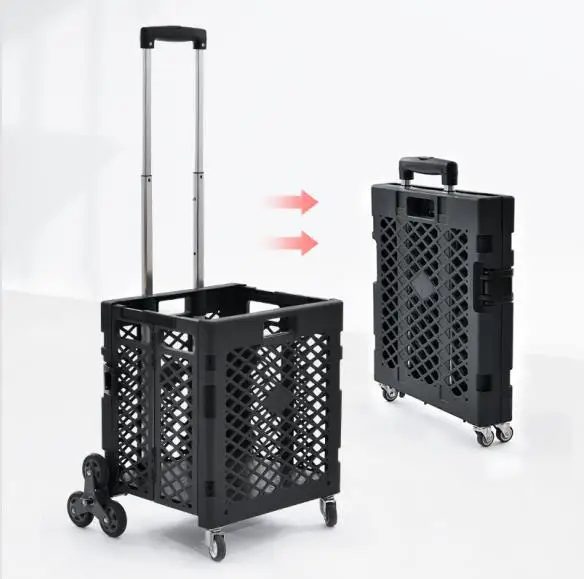 Environmentally friendly PP material foldable and portable shopping cart Spin wheel Small trailer
