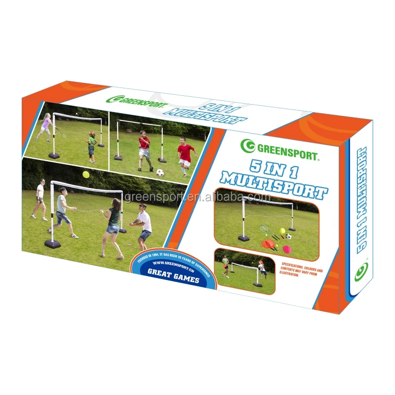 Best seller outdoor multi sport badminton tennis football flying disc volleyball net 5 in 1 game set