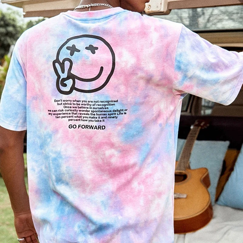 Custom Logo New Trends Tie Dye O Neck Short Sleeve Tee Shirt Cotton Unisex T shirt