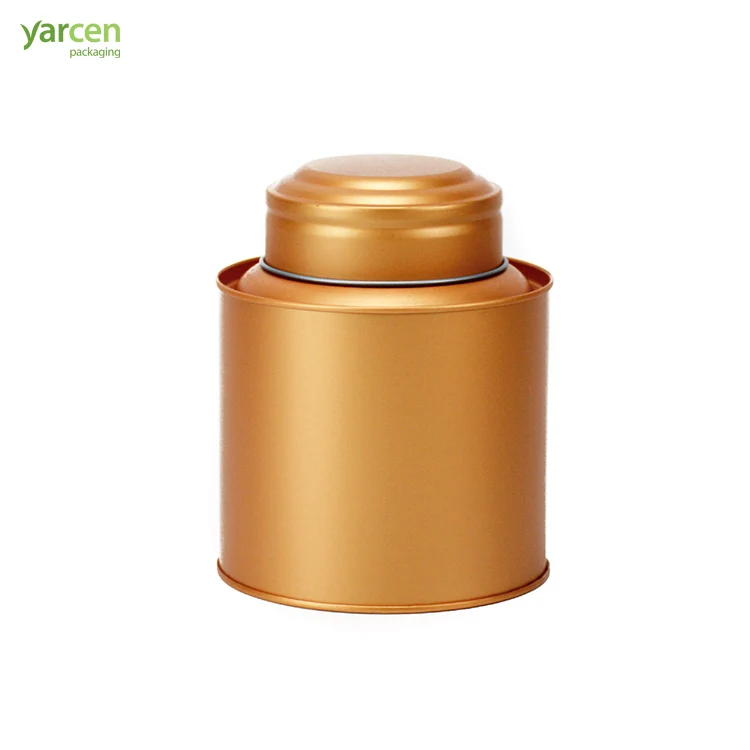 Best Selling Round Golden Matt Finish  Tea Tins  With Inner Lid