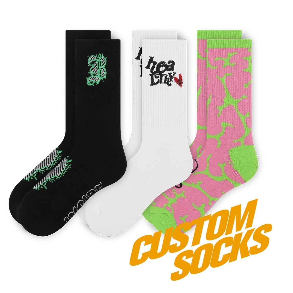 FREE DESIGN & MOCKUP no minimum custom mens crew socks bamboo custom design socks for men
