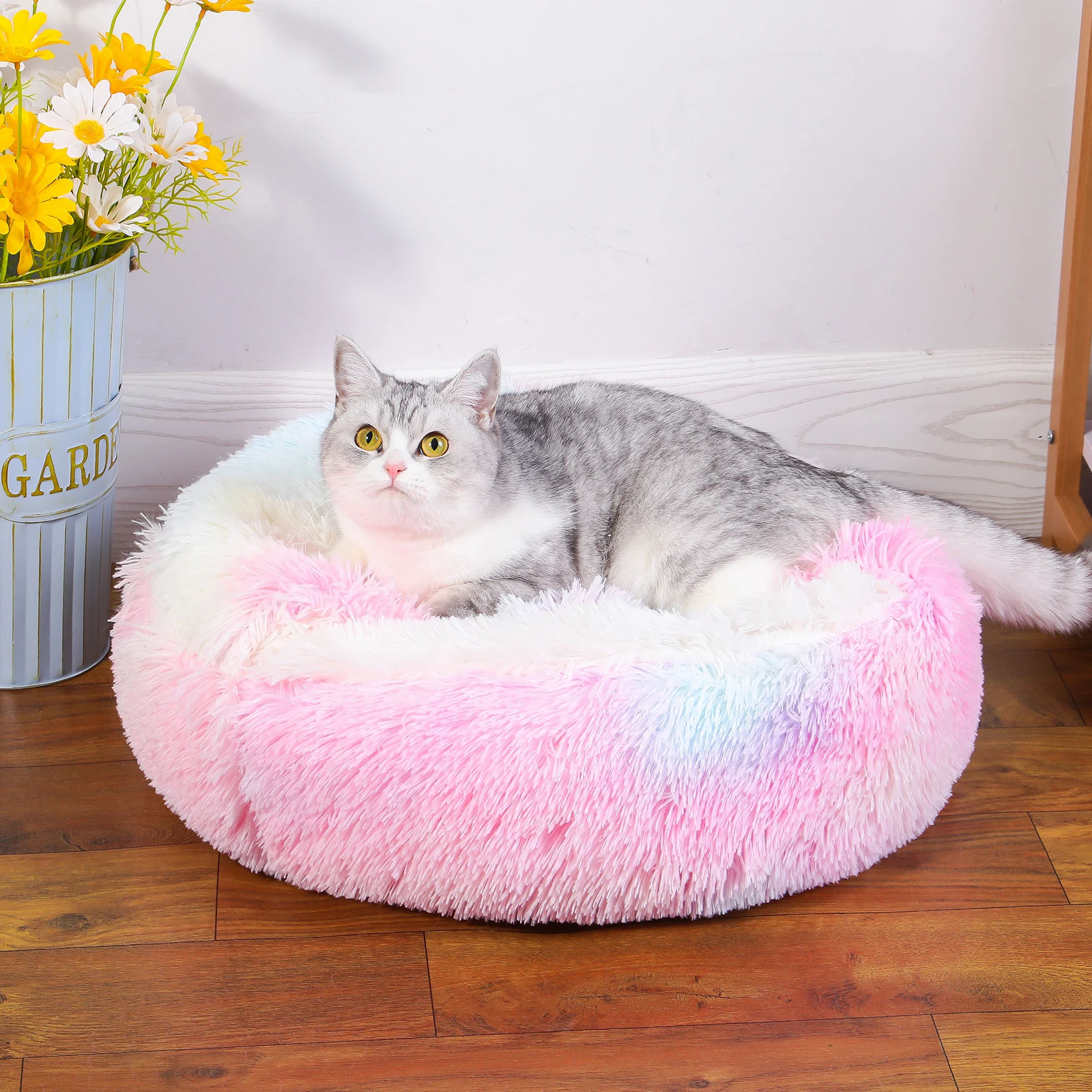 Best-Selling Dog Bed Half Closure Round Dog Cushion Cover Plush Cat Nest Anti-slip Bottom Kennel Soft Comfortable Bed For Dog