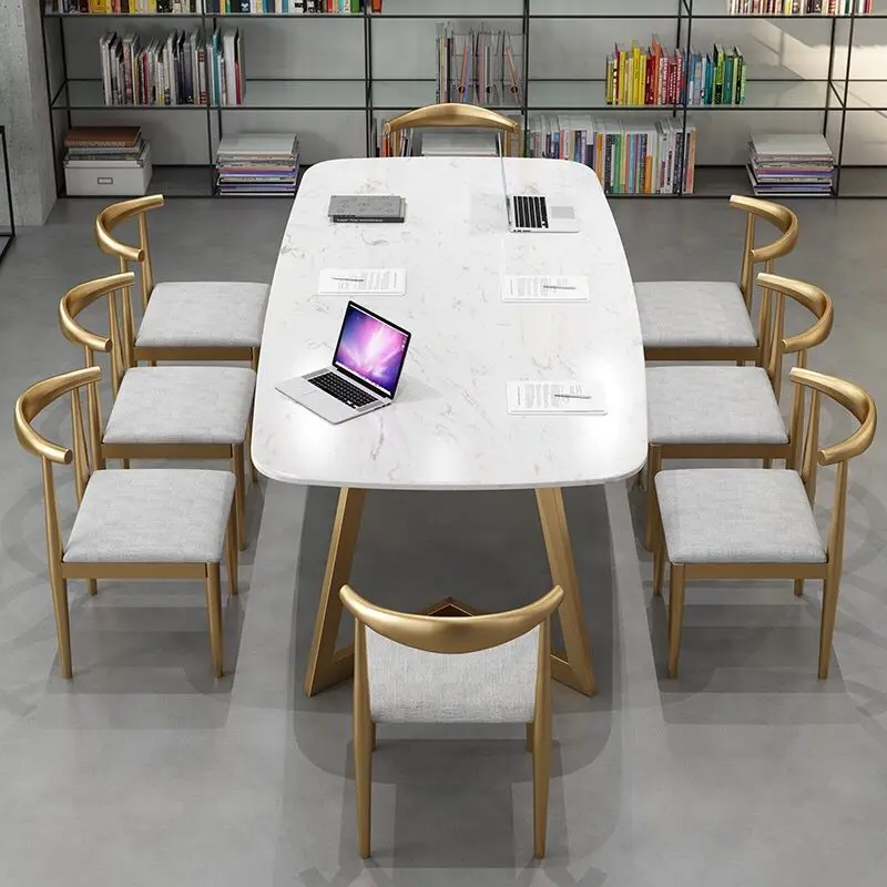 Nordic studio simple iron art rock board meeting table staff training negotiating desk