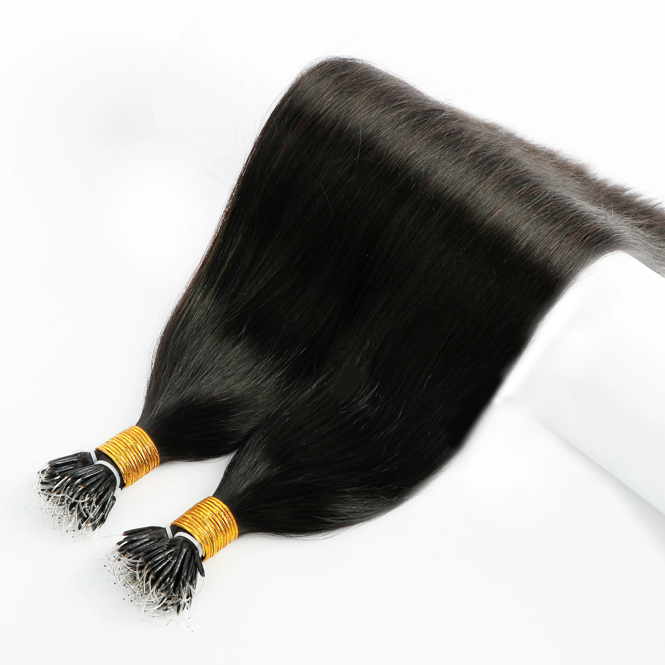 Wholesale Indian Virgin Remy Human Hair Nano Ring Straight Double Drawn Plastic I Tip Hair Extension