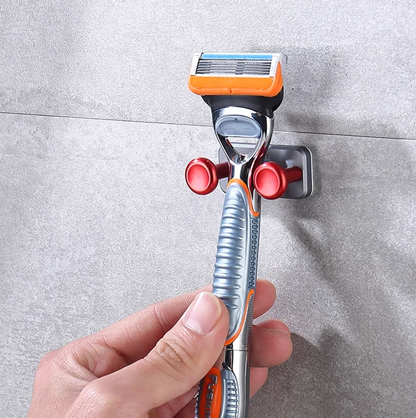 Factory Self Adhesive Shaver Holder organizer wall mounted Razor Hanger bracket for Bathroom toilet storage