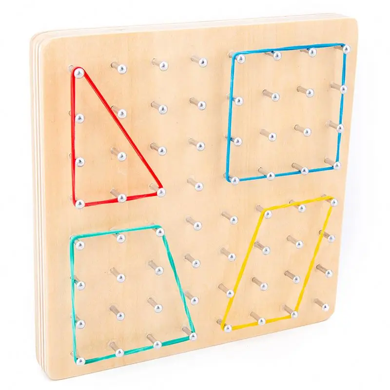 A Wooden Geometric Board Mathematical Manipulative Array Block Geo Board Graphical Educational Toy With Pattern Cards Montessori