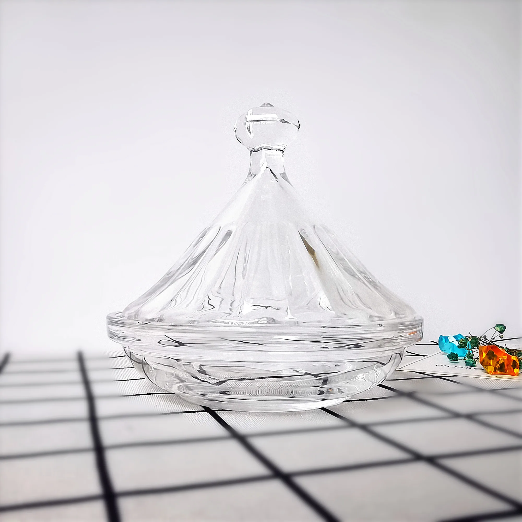 Glass Candy Jars Wholesale Cheap Price Luxury European Crystal Glass candy Jar Buffet Dessert Bowl