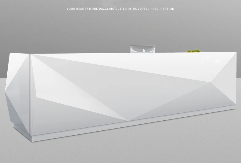 2019 Latest piano baking paint white modern office elegant reception desk