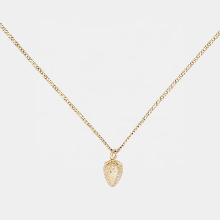 Модное 925 стерлингового серебра 14K/18K позолоченное классическое милое Ювелирное Украшение в форме клубники ожерелье для девочек женщин