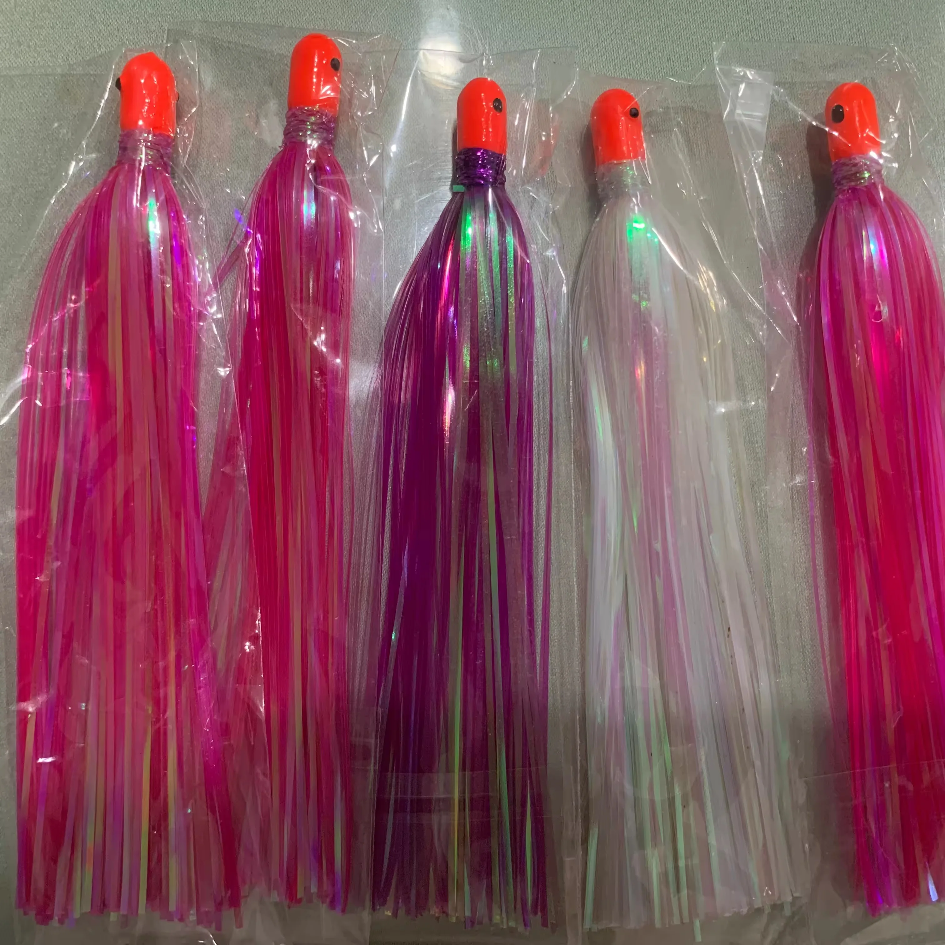 OEM 5.2INCH 0.34OZ Mylar Flash Teaser Tail Jig Head Bait With Lead Head Fishing Flash Skirts Hair Baits Big Game Fishing Lure