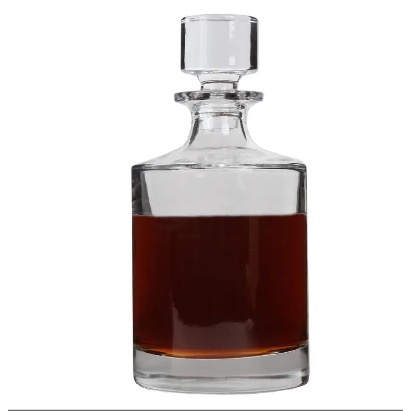 26 oz round crystal decanter for holding whiskey brandy wine or any other alcohol or beverage