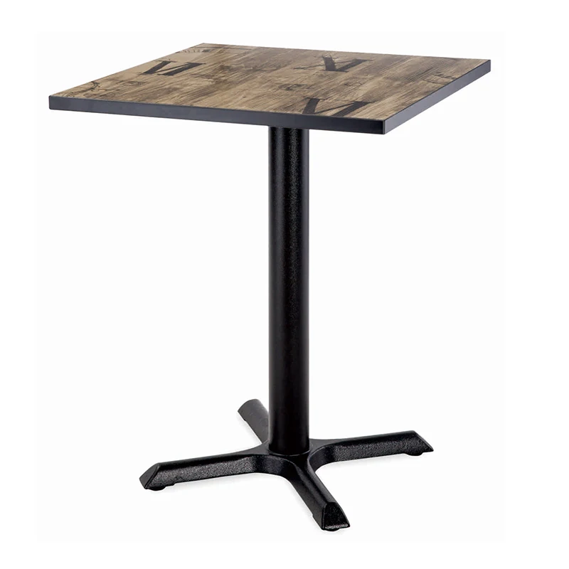 Furniture Indoor use cast iron leg antique wooden look square bistro dining table