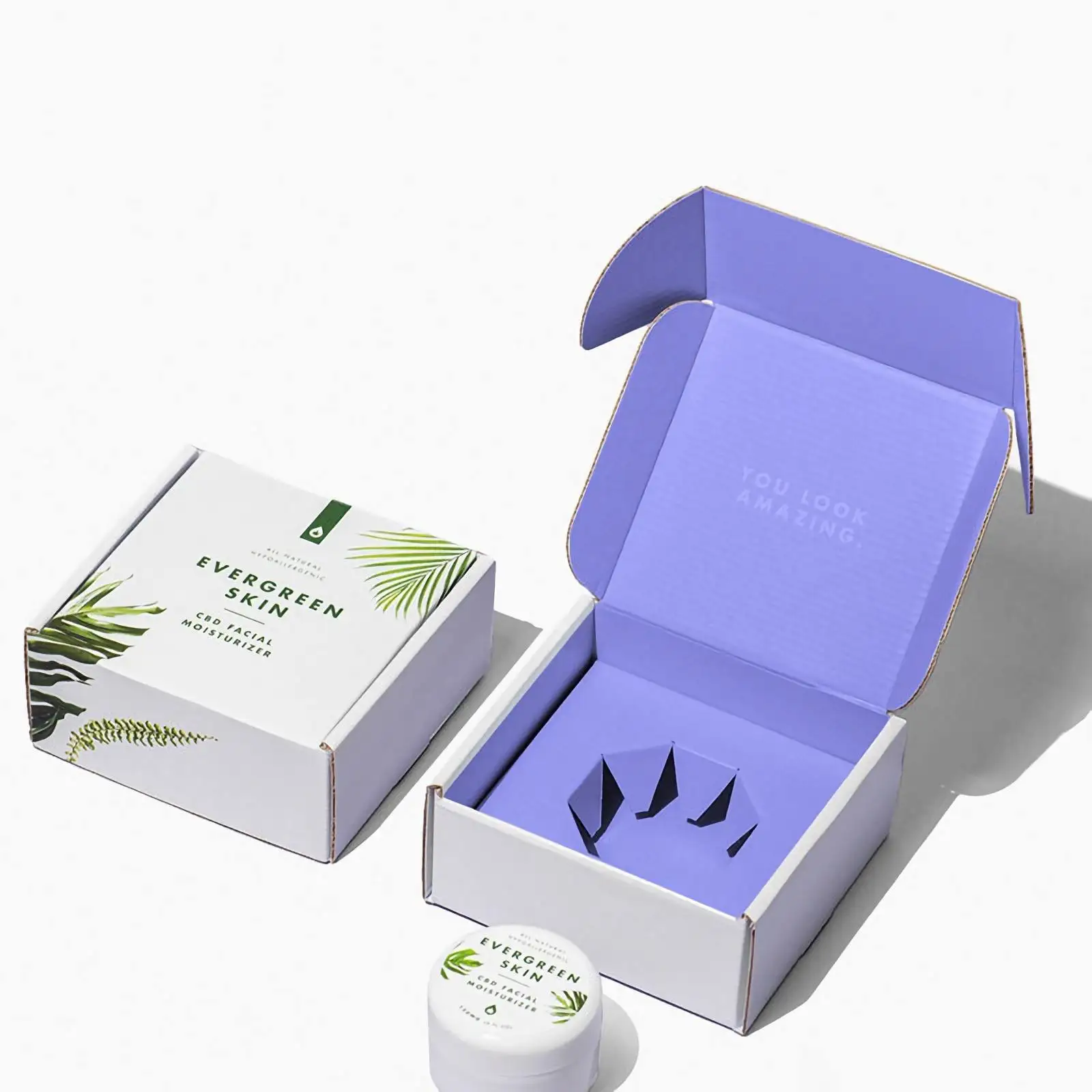 Custom Cosmetic Makeup Set Mailer Box Skin Care Jar Product Corrugated Packaging Shipping Box with Logo Divider Insert