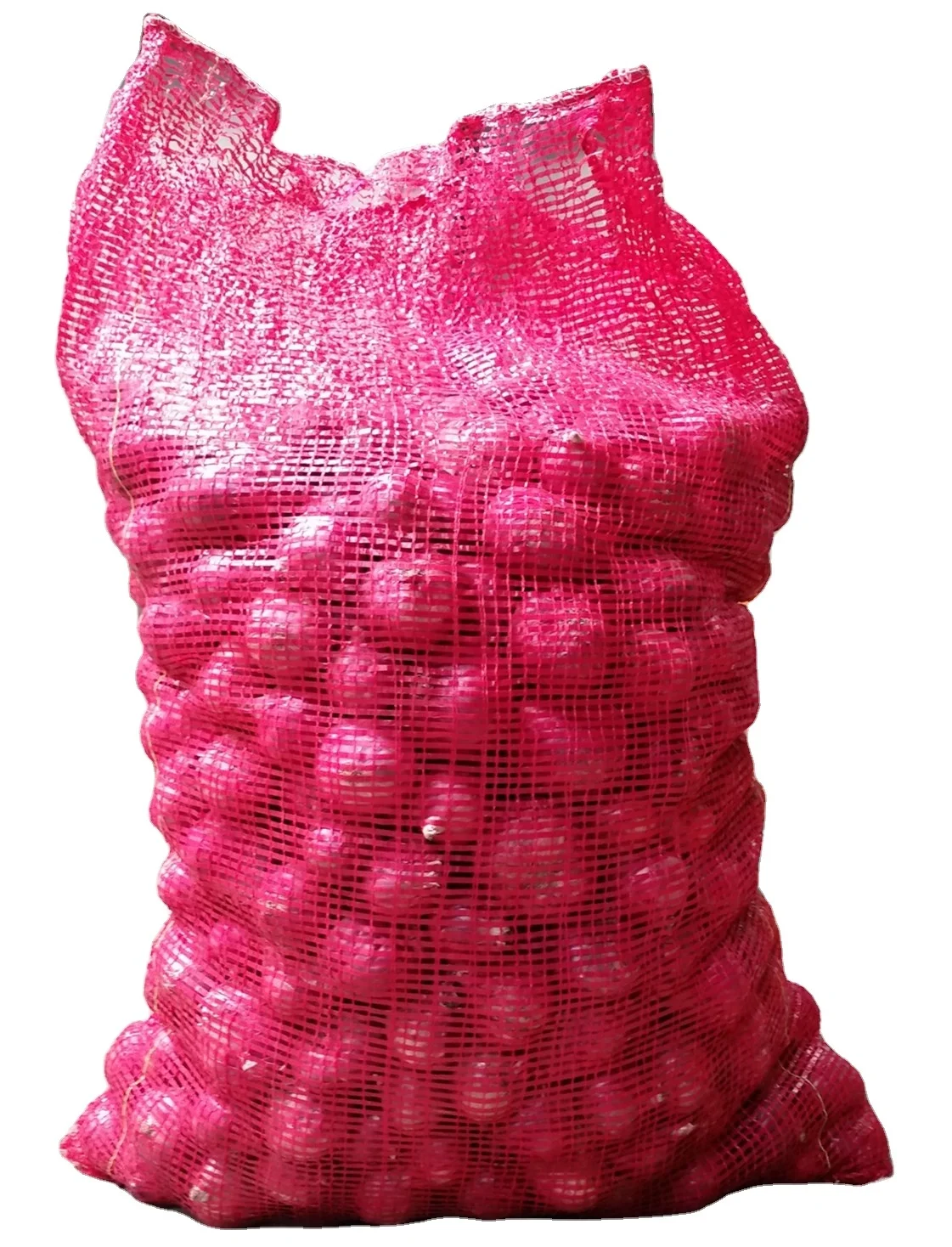Customized size logo design color plastic pp mesh bag for onion potato vegetable fruit sacking net leno bags