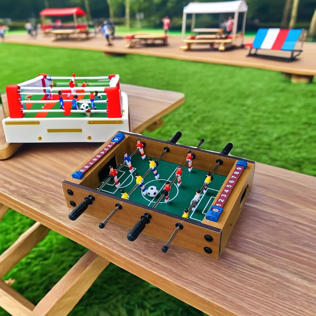 Mini Brown Wooden Game Table Easy-Carry Indoor Soccer Table for Children OEM Service Baby Foot Game Table-GB0332-S