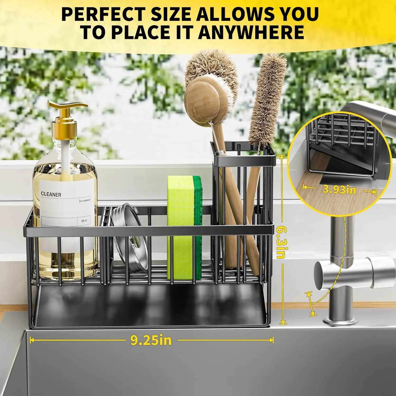 Stainless Steel Dish Organizer Divider Soap Dispenser Storage kitchen sink caddy sponge holder