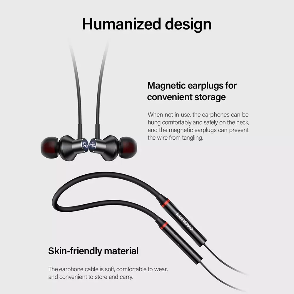Promotional Lenovo HE05X original neckband headphones magnetic BT5.0 sports HIFI sound wireless earphone