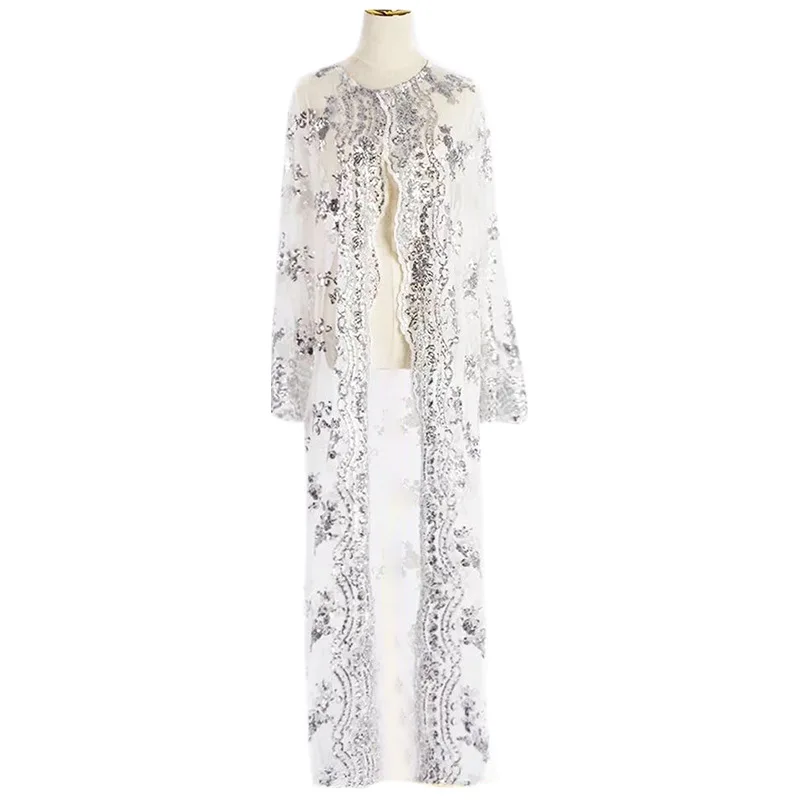 New Arrival Casual Stunning Sequin Evening Muslim Clothing Abaya Kaftan Dress Maxi Long Dress Woman