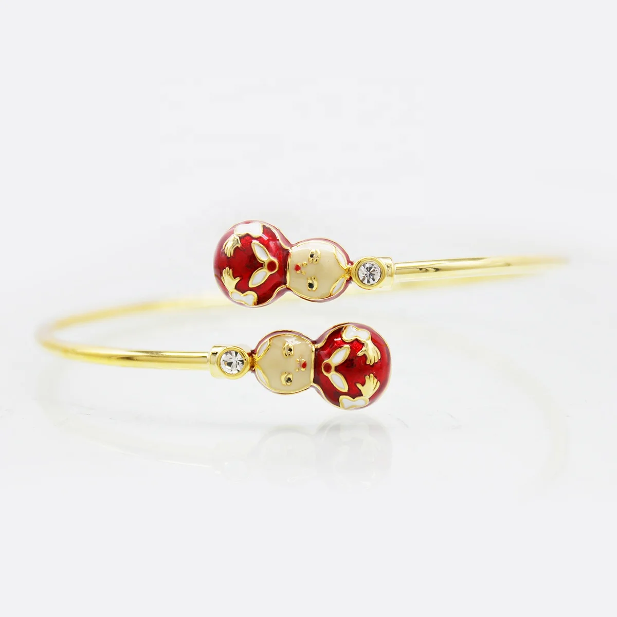 Adjustable Russian style gold plating hand enamel Matryoshka Dolls Faberge egg bangle jewelry bracelet