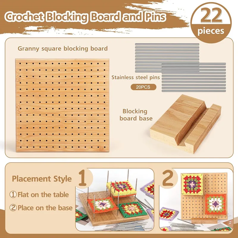 New Product Home Decorative Pegboard Handcrafted Wooden Blocking Board For Knitting Crochet And Granny Squares Lovers