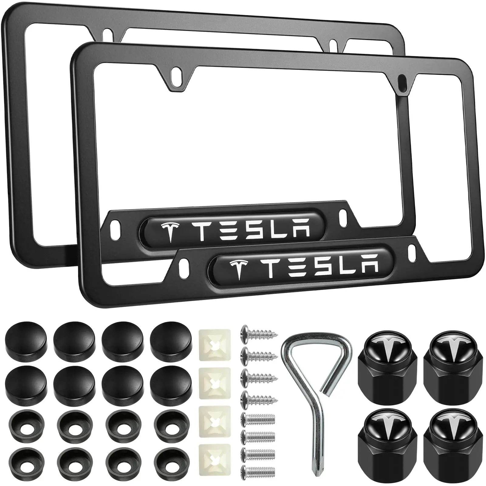 WeatherProof License Frame Car Plate Frame Metal License Plate Cover Wholesalers 2PCS License Plate Frames for Tesla