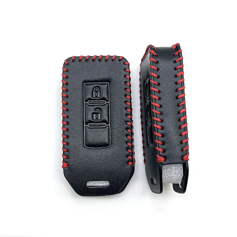 Leather Car Key Case For Mitsubishi Outlander Lancer 10 Pajero Sport L200 ASX RVR Smart Remote Fobs Protector Cover Keychain Bag