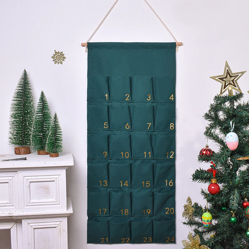 Wholesale Canvas Christmas Advent Calendar 24 Bags DIY Xmas Countdown Decorations Hanging Advent Calendar Decoration
