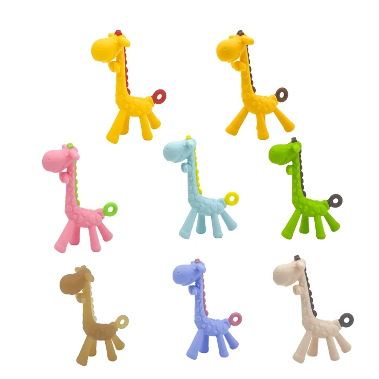 BPA Free Food Grade Silicone Baby Teether Chew Toys Giraffe Teething Animal Toy for Kids