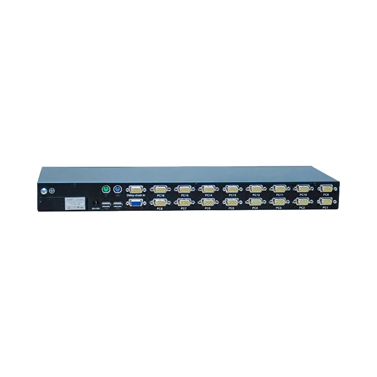 16 Port KVM VGA Switch LCD Monitors, 1080P LCD KVM Console Integrated 16 KVM Cables
