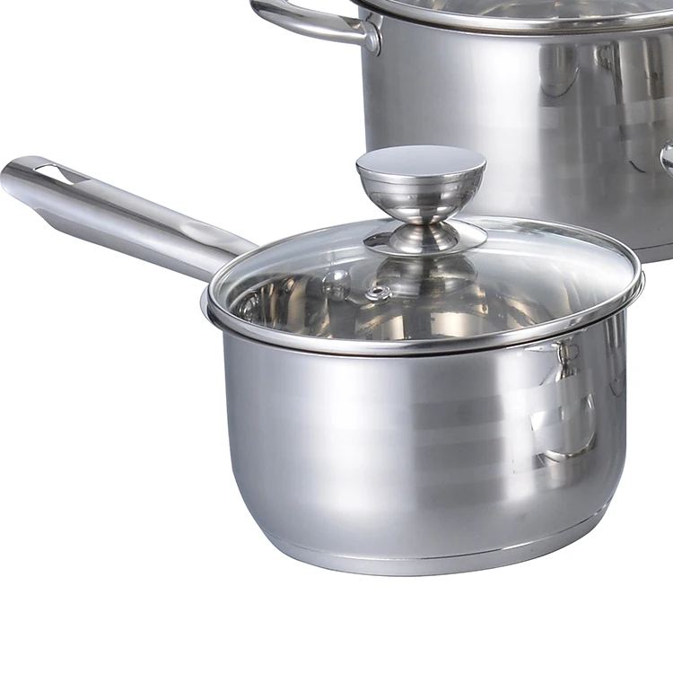 Home Cooking Stainless Steel Pan And Pots Non Stick Cookware Sets With Glass Lid