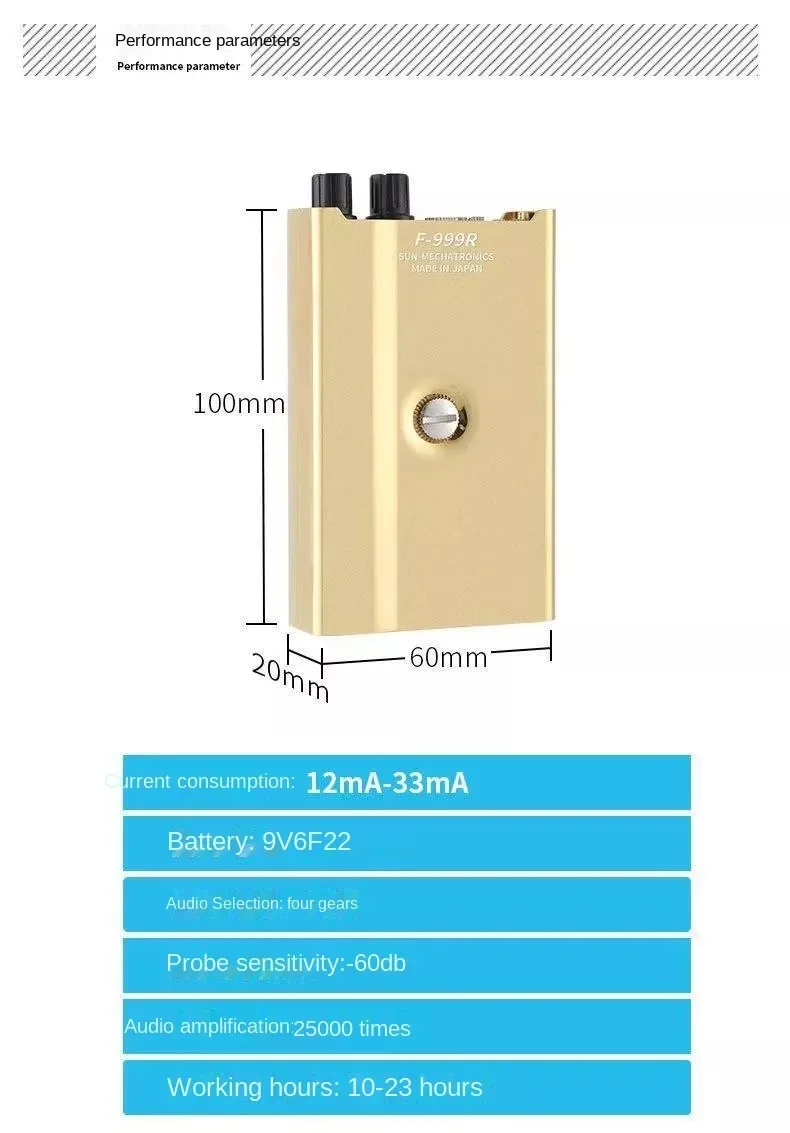 F999R Water Pipe Listen to Water Leakage Detector Floor Heating Outer Pipe Car Repair Leak Detector Detector