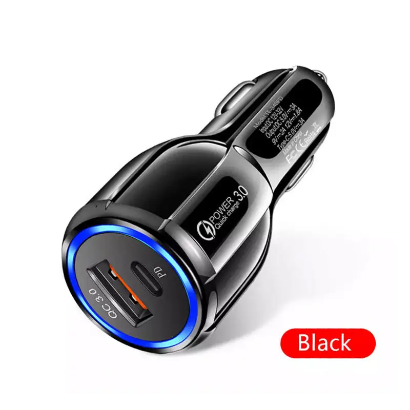 Custom Logo Car Charger QC3.0 18w PD Quick Charging Mobile Phone Adapters Cigarette Lighter Car Charger For Samsung iPhone OPPO