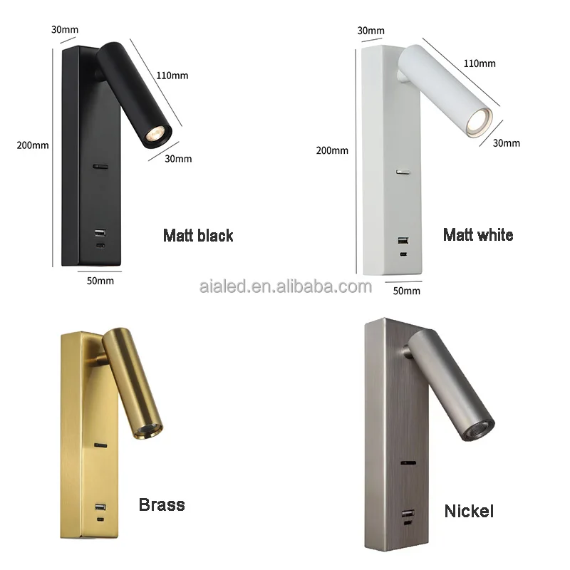 Modern reading Wall Lamp USB Type-C headboard wall lamps flat house hotel apartment bedroom Home villa Bedside Wall Light Sconce