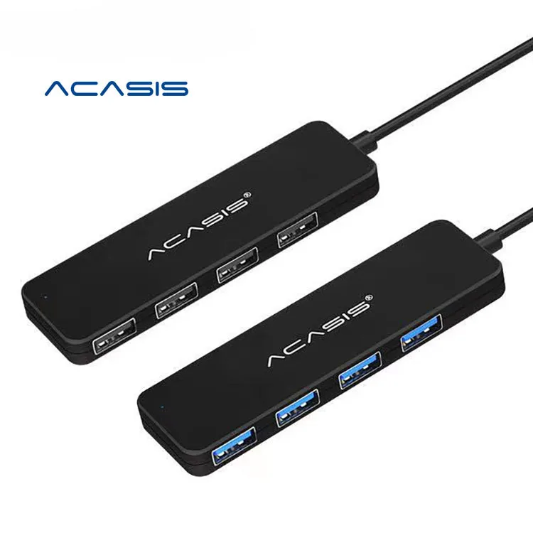 Acasis Portable USB 3.0/2.0 Hub 4 Ports External Splitter Micro USB Port Charging+Data Transfer for Mac Laptop Other Devices
