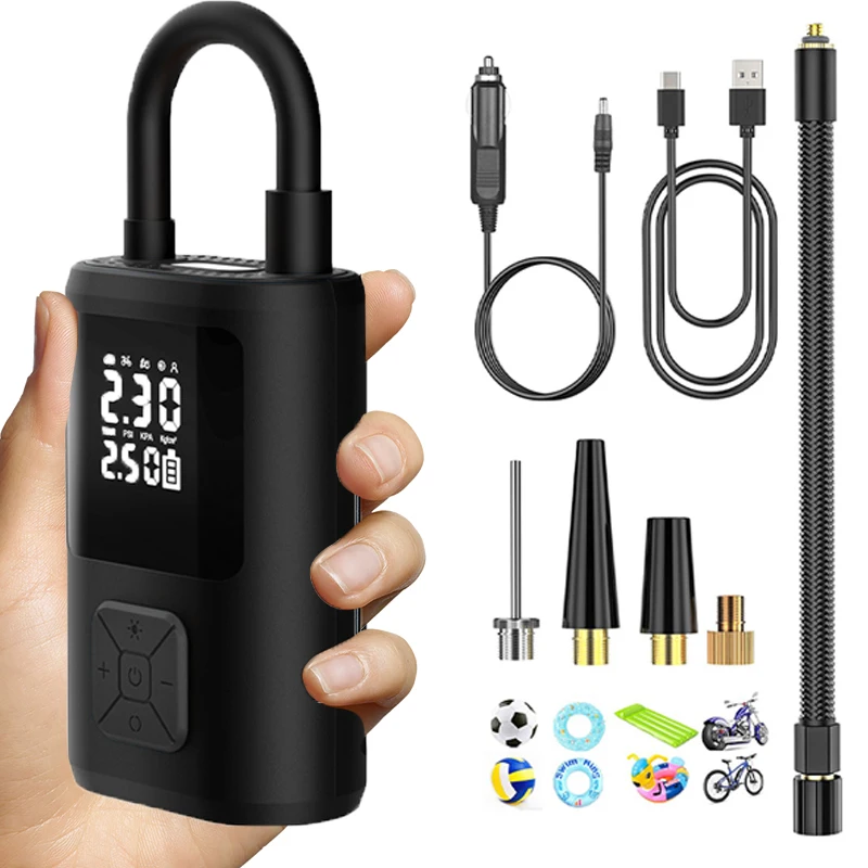 High Quality Multifunctional Car Tire Price Inflator Tyre Automatic Mini Electric Wireless Air Pump For Bicycle With Led