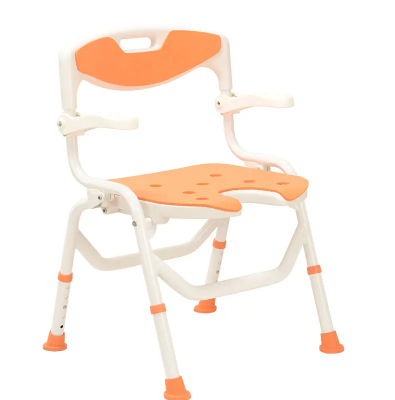 One Key Folding Aluminum Alloy Bath Chair Bathroom Shower Chair