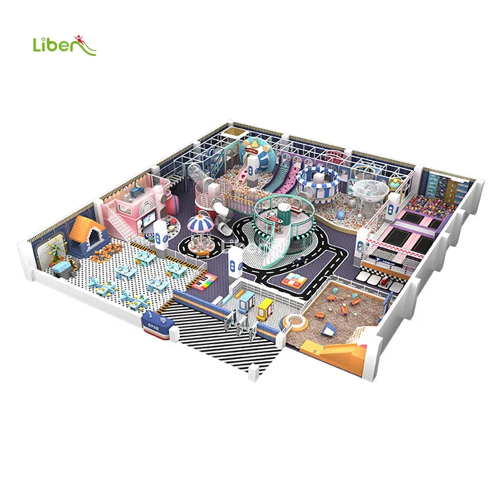 Large Indoor Playground Children Play Center Indoor Sand Pool Trampoline Crazy Slide Balls Pool Indoor Playground for Kids