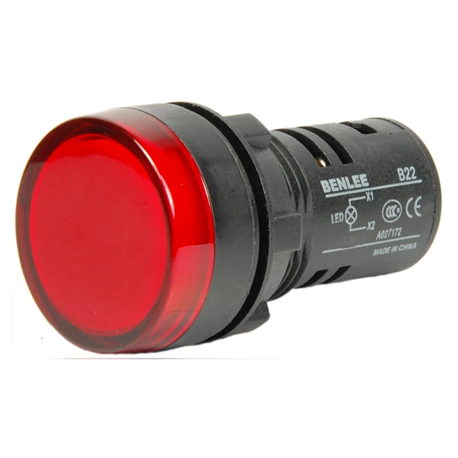 BENLEE  22MM GREEN PIILOT LIGHT DC 12V 24V 110V 220V LED Colorful Flush Panel Indicator Light  LED Pilot Light signal tower