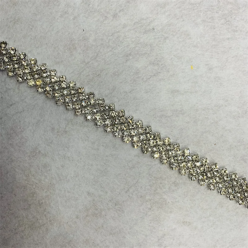 Оптовая продажа серебряных цепочек с кристаллами свадебный пояс Обрезной для платья ювелирные изделия Хрустальная кружевная лента одежды