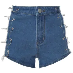 Hot Sale Newest sexy personalized corn-chain hollow out jean shorts for women 2022