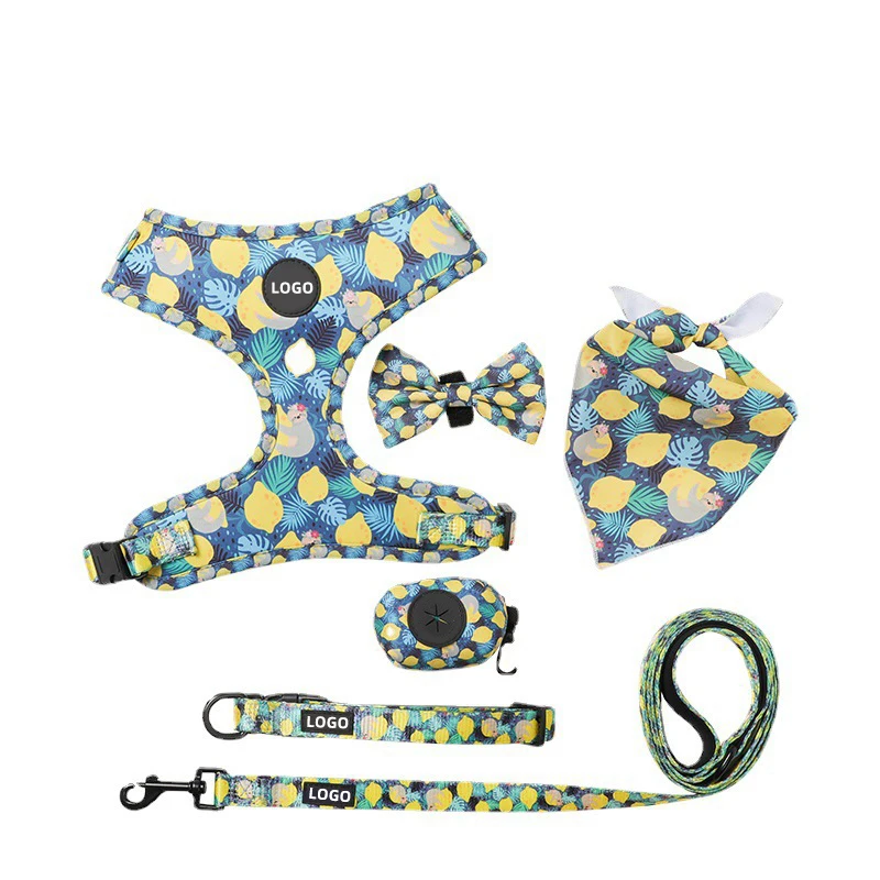 pets accessories dog collar leash harness set 7 pcs set custom pet dog harness