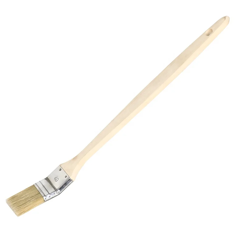 White Bristle Radiator Paint Brush with Natural Wooden Handle