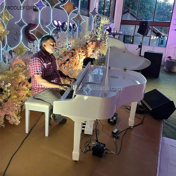 Middleford Brand New Professional 88 keys white baby Grand Piano Digital with Bluetooth and Piano Bench Wholesale