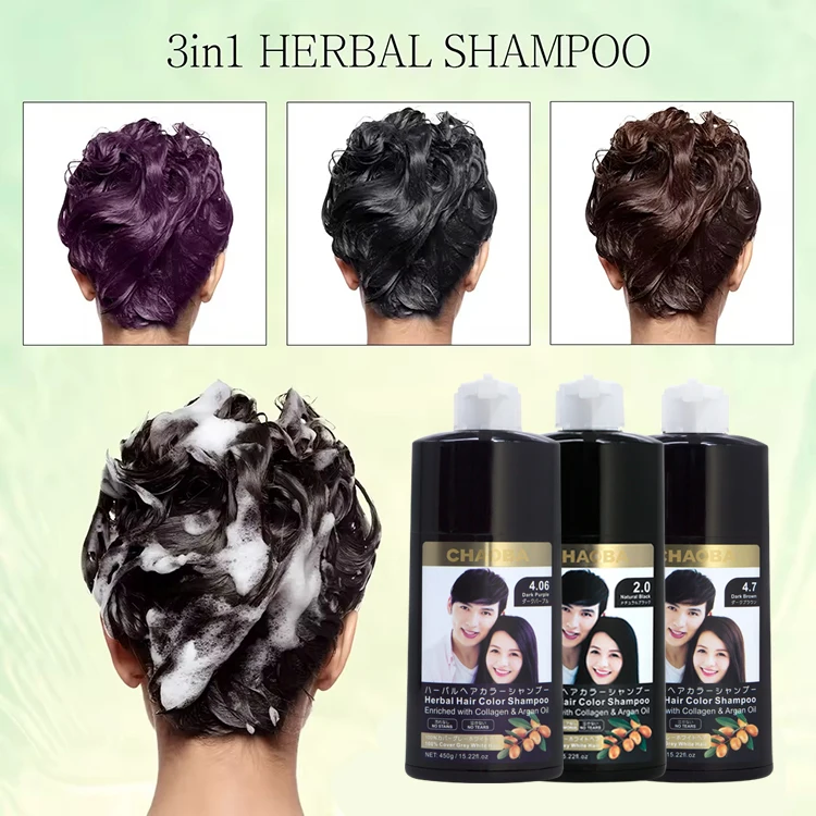 Wholesale manufacturer 3 in 1 herbal ginger ammonia free no ppd OEM magic permanent fast black dye hair color shampoo