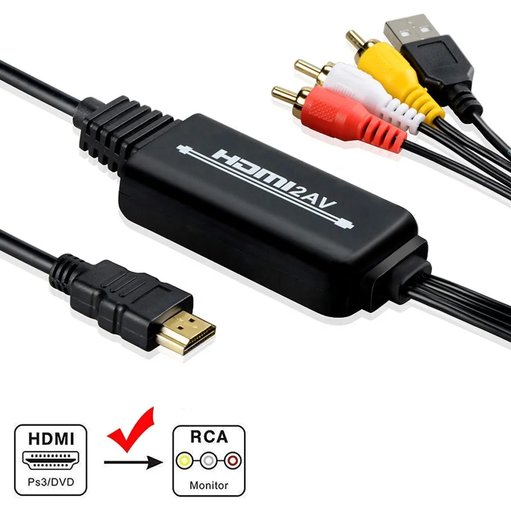  HDMI к RCA конвертер кабель композитный AV Шнур адаптер папа-папа видео вход 3 разъем выход